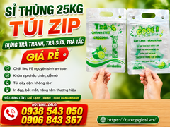 Sỉ thùng 25kg túi zip đựng trà tranh, trà sữa, trà tắc giá rẻ
