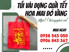 TÚI VẢI ĐỰNG QUÀ TẾT HOA MAI ĐỎ VÀNG GIÁ SỈ TPHCM