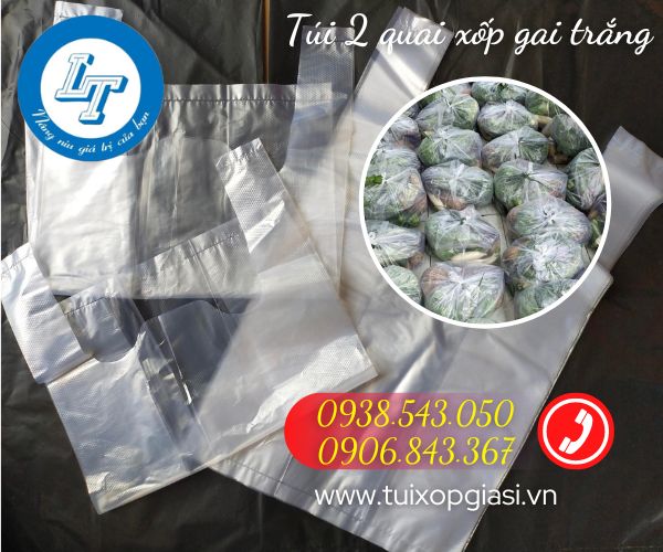 Túi 2 quai xốp gai màu trắng đựng thực phẩm