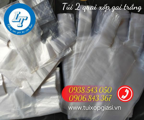 Túi 2 quai xốp gai màu trắng giá rẻ