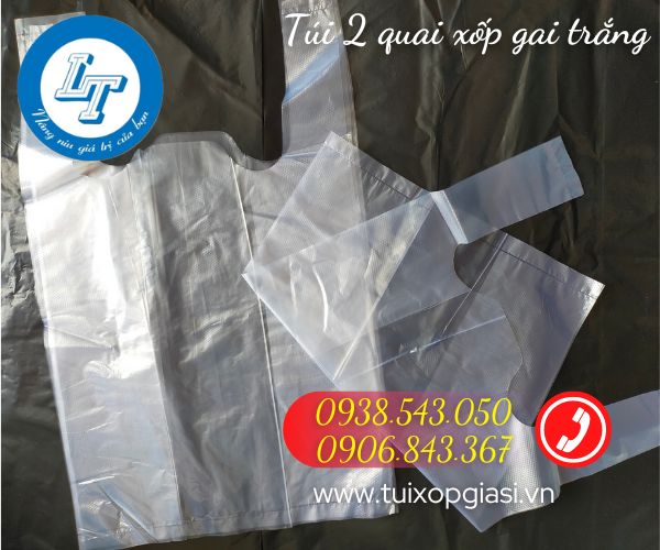 Túi 2 quai xốp gai màu trắng