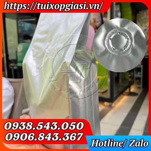 Túi bạc 4 cạnh đựng cà phê có van