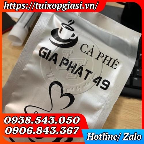 Túi bạc 4 cạnh đựng cà phê in