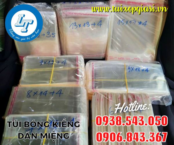 Túi bóng kiếng dán miệng đủ kích cỡ