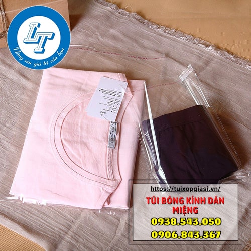 Túi bóng kính dán miệng đựng quần áo