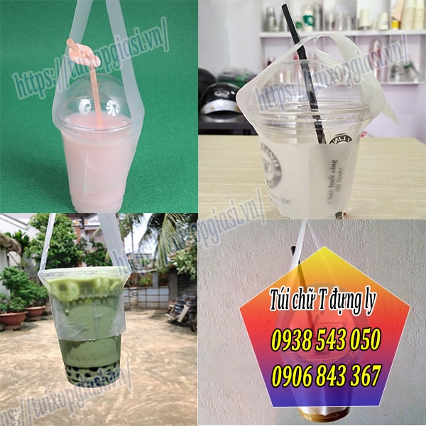 Túi chữ T đựng ly cà phê, trà sữa, nước ngọt Túi chữ T đựng ly cà phê, trà sữa, nước ngọt