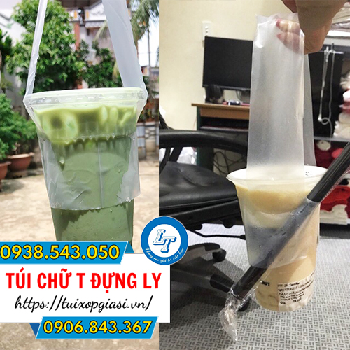 Túi chữ T đựng ly trà sữa