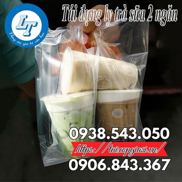 Túi đựng ly trà sữa 2 ngăn giá rẻ