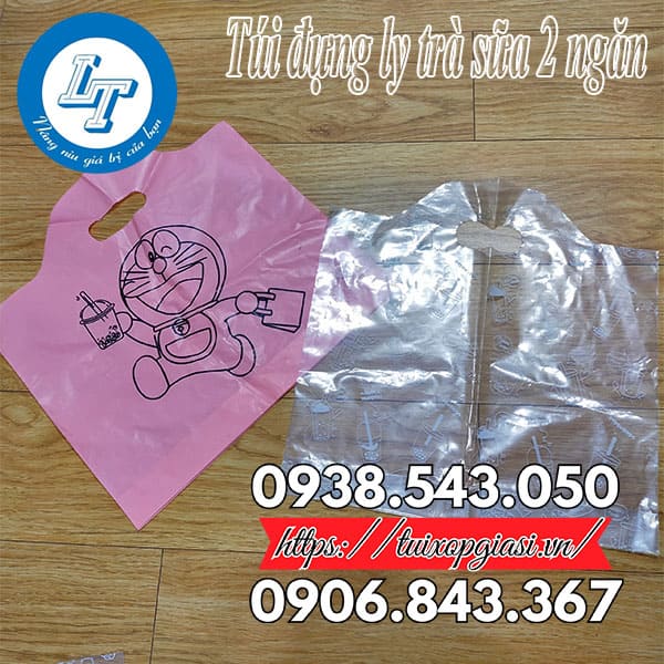 Túi đựng ly trà sữa 2 ngăn giá rẻ