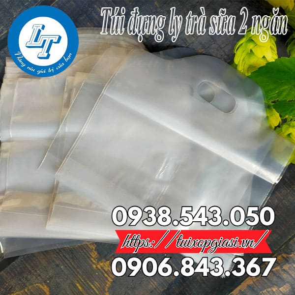 Túi đựng ly trà sữa 2 ngăn giá rẻ
