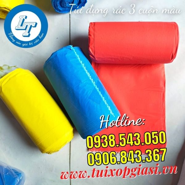 Túi đựng rác 3 cuộn màu