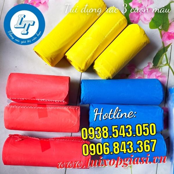 Túi đựng rác 3 cuộn màu