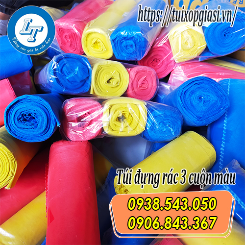 Túi đựng rác 3 cuộn màu