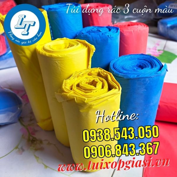 Túi đựng rác 3 cuộn màu đủ kích thước