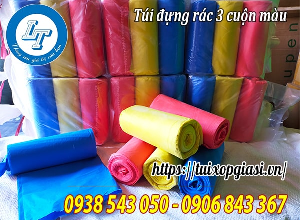 Túi đựng rác 3 cuộn màu giá rẻ