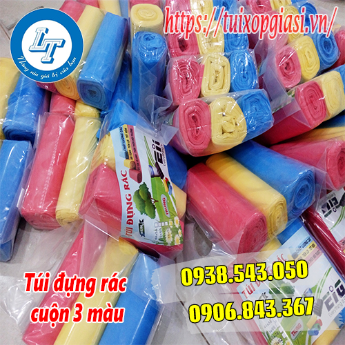 Túi đựng rác cuộn 3 màu cho đại lý, quán ăn
