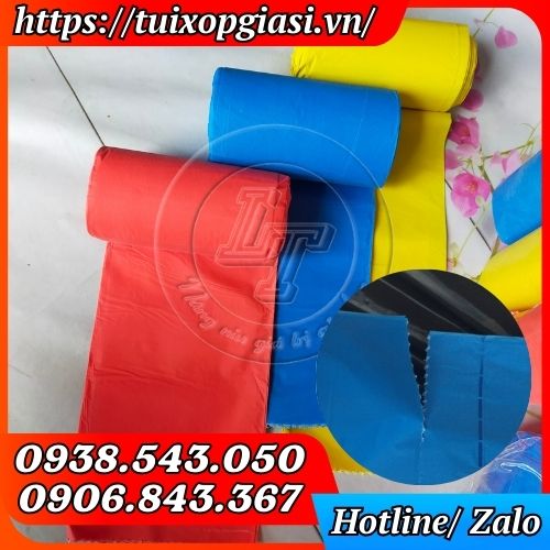 Túi đựng rác cuộn 3 màu có đường vân xé giữa túi