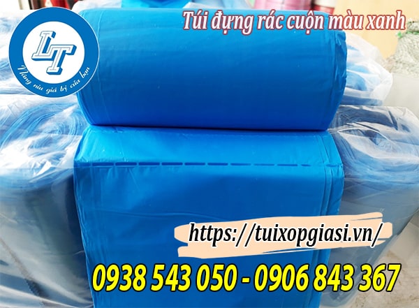Túi đựng rác cuộn màu xanh Túi đựng rác cuộn màu xanh
