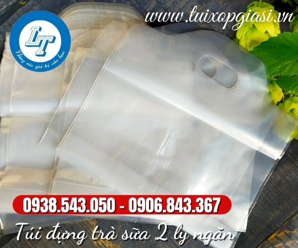 Túi đựng trà sữa 2 ly ngăn