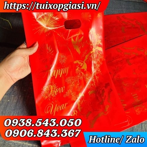 Túi hột xoài đựng lịch, quà tết in hoạ tiết mai đào