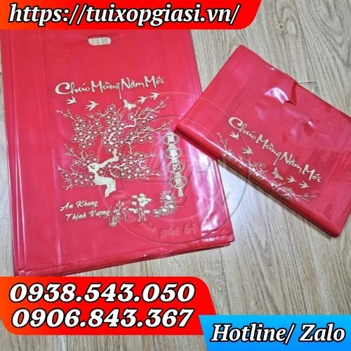 Túi hột xoài đựng lịch, quà tết in hoạ tiết mai đào