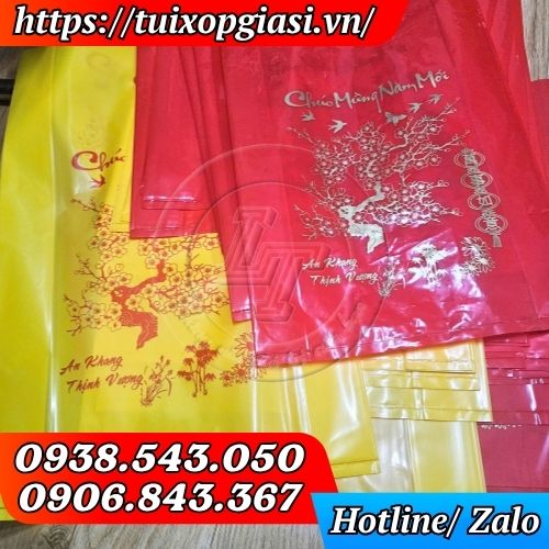 Túi hột xoài đựng lịch, quà tết in hoạ tiết mai đào giá sỉ