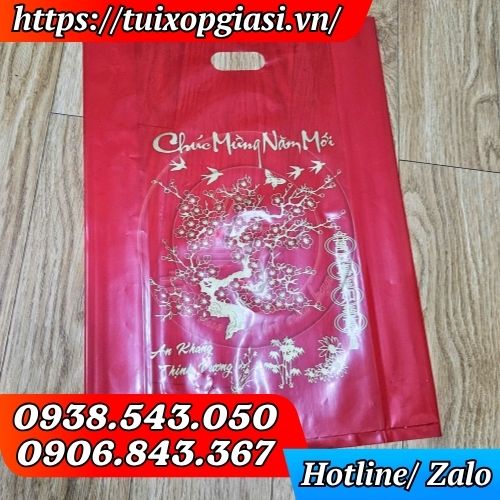 Túi hột xoài đựng lịch, quà tết in hoạ tiết mai đào