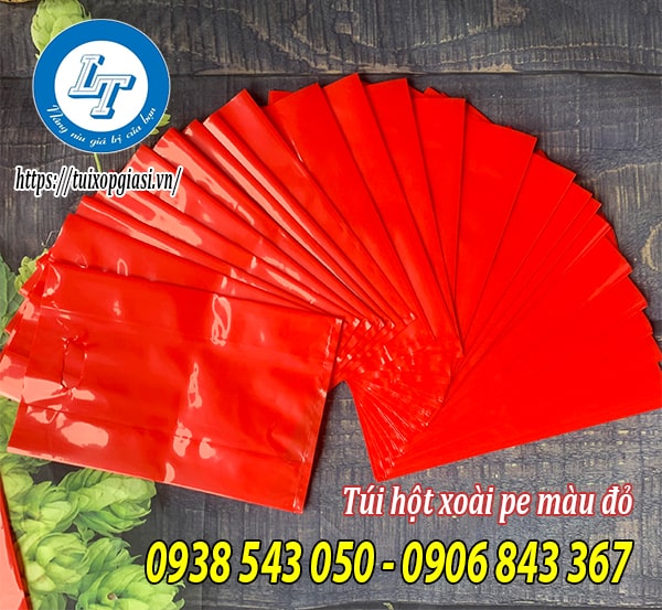 Túi hột xoài pe màu đỏ đỉ size