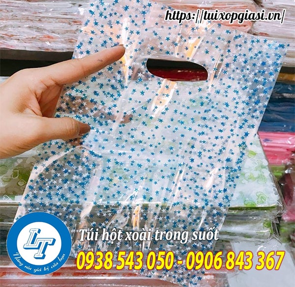 Túi hột xoài trong suốt in hình hoa văn