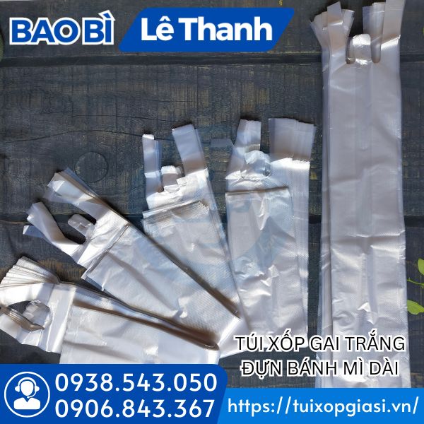 Túi nilon trắng đựng ổ bánh mì dài