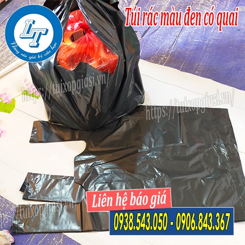 Túi rác màu đen có quai giá rẻ