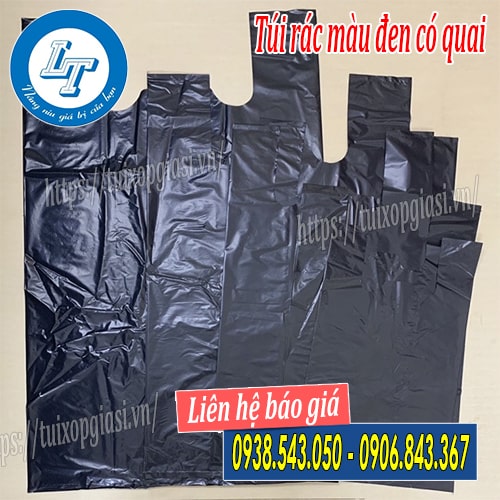 Túi đựng rác màu đen có quai Túi đựng rác màu đen có quai