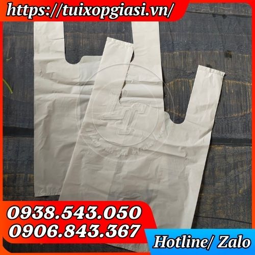 Túi xốp 2 quai màu trắng sữa
