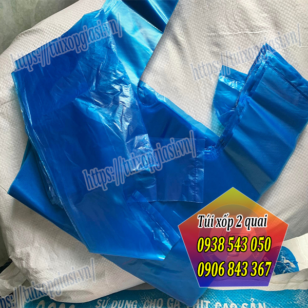 Túi xốp 2 quai màu xanh dương Túi xốp 2 quai màu xanh dương