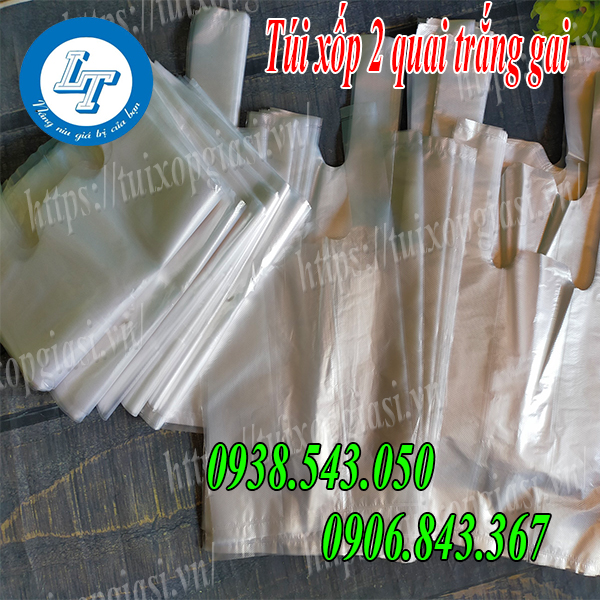 Túi xốp 2 quai trắng gai