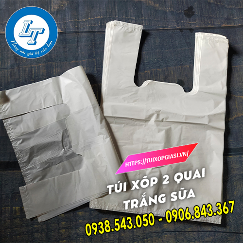 Túi xốp 2 quai trắng sữa Túi xốp 2 quai trắng sữa