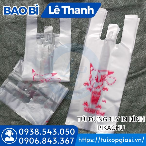 Túi xốp đựng 1 ly pikachu