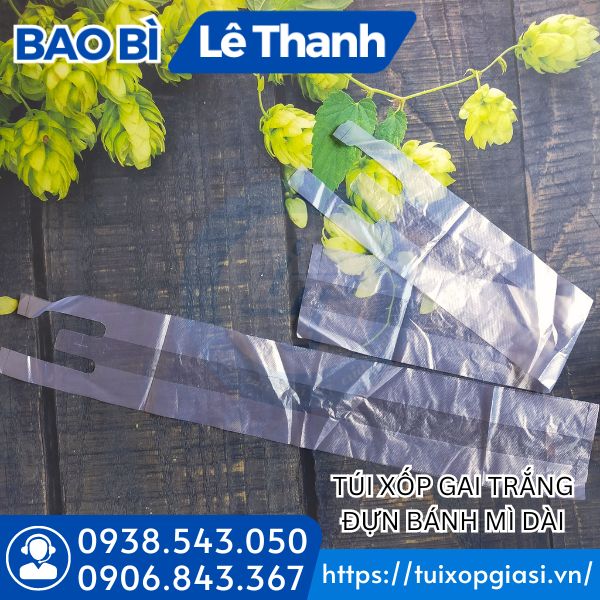 Túi xốp gai trắng đựng ổ bánh mì dài