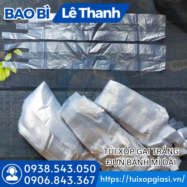 Túi xốp gai trắng đựng ổ bánh mì dài