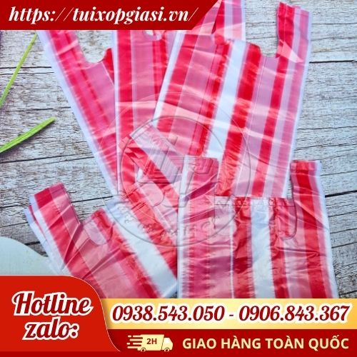 Túi xốp sọc đỏ trắng