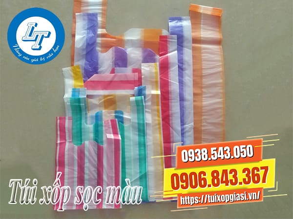 Túi xốp sọc màu giá rẻ