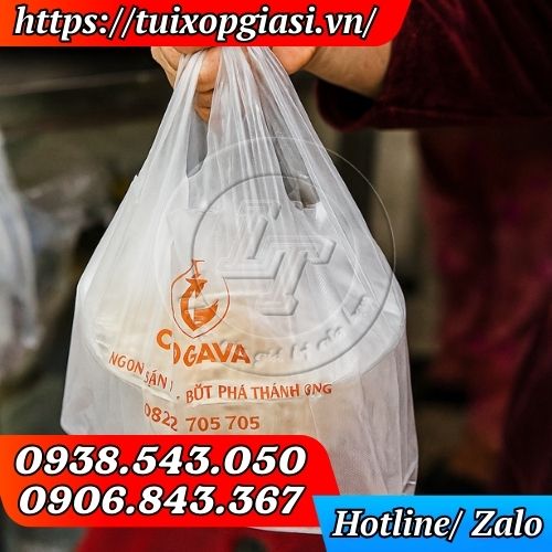 Túi xốp trắng gai zin in đựng bún phơ