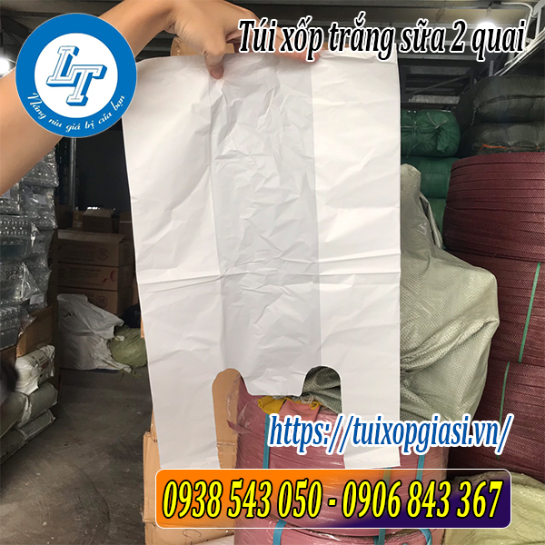 Túi xốp trắng sữa 2 quai Túi xốp trắng sữa 2 quai