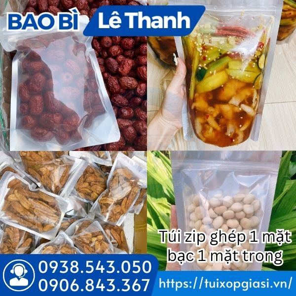 Túi zip 1 mặt bạc 1 mặt trong đựng đồ khô, bánh kẹo