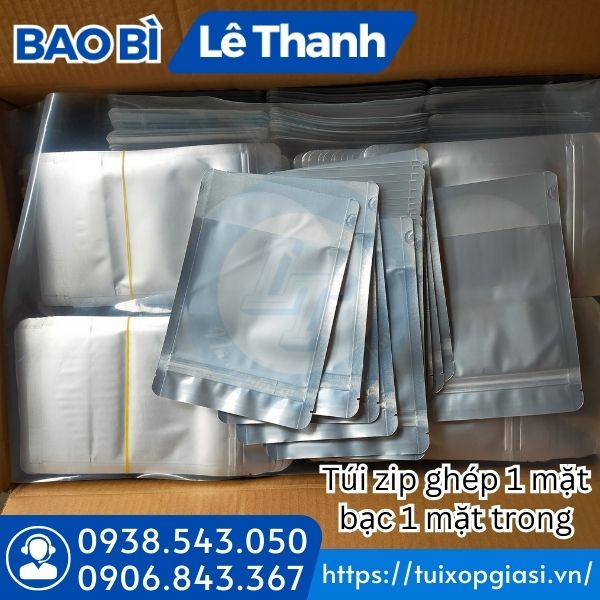 Túi zip 1 mặt bạc 1 mặt trong thùng 25kg