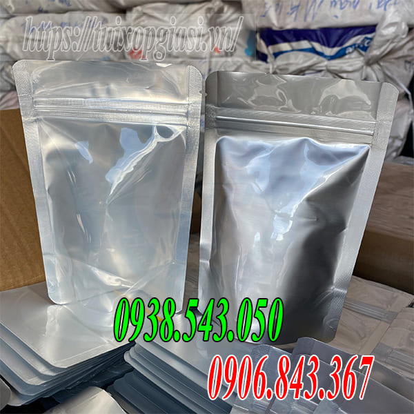 Túi zip 1 mặt bạc