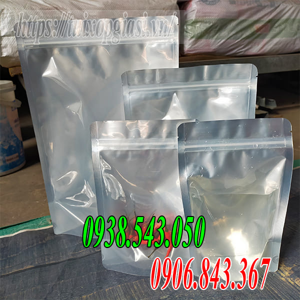 Túi zip 1 mặt bạc