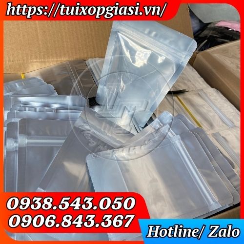 Túi zip 1 mặt bạc đáy đứng