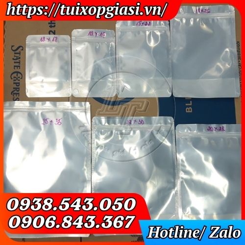 Túi zip 1 mặt bạc đủ kích cỡ