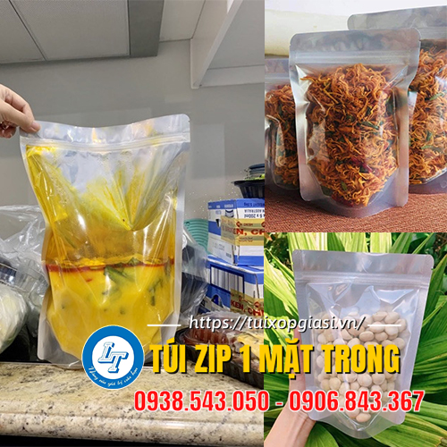 Túi zip 1 mặt trong đựng trái cây sấy